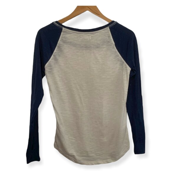 Aeropostale Lace Long Sleeved Baseball Tee White Blue Size Small NWOT - Picture 2 of 5